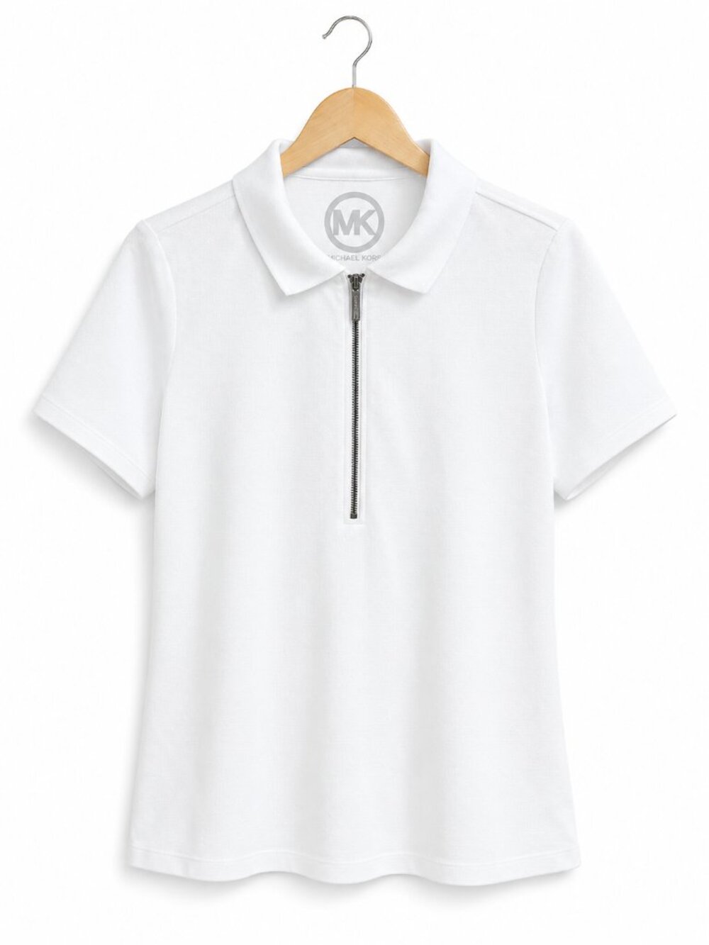 MICHAEL KORS | White Collared Zip-Up Shirt – Women’s Large